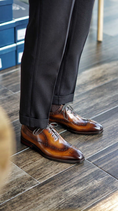 Brown Patina Wholecut Brogue Oxfords | Hides&Cult
