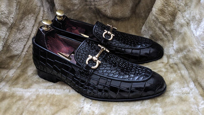 Croco Slip On Horse-bit Loafers | Hides&Cult