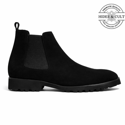 Black Suede Party-wear Leather Chelsea Boots | Hides&Cult