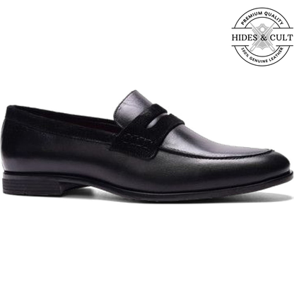 Classic Black Leather Moccasin Loafers | Hides&Cult
