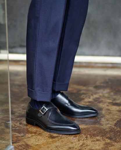 Black Single Monk Strap Shoes | Hides&Cult