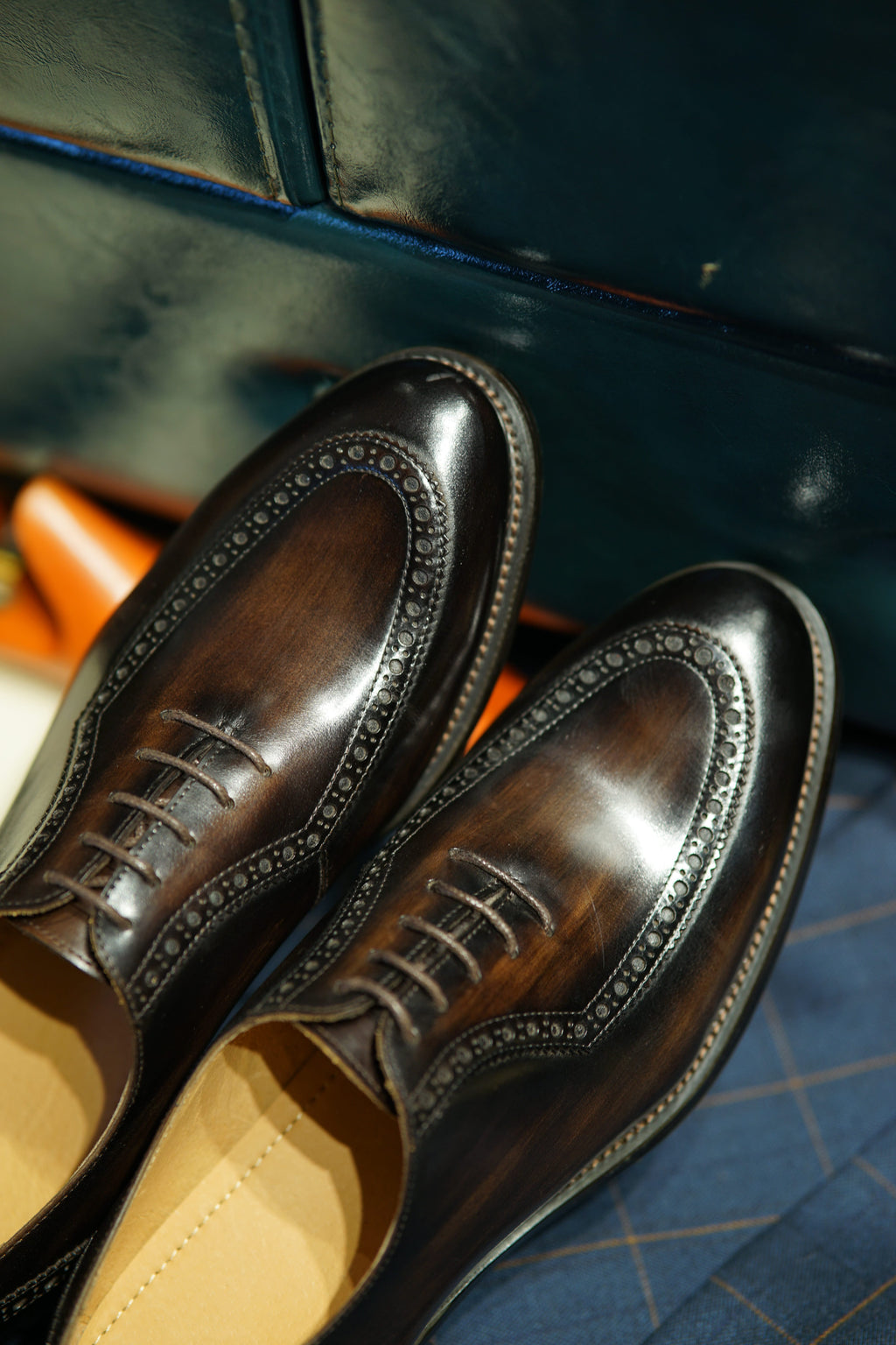 Brown Patina Finish Oxford Brogue Shoes | Hides&Cult