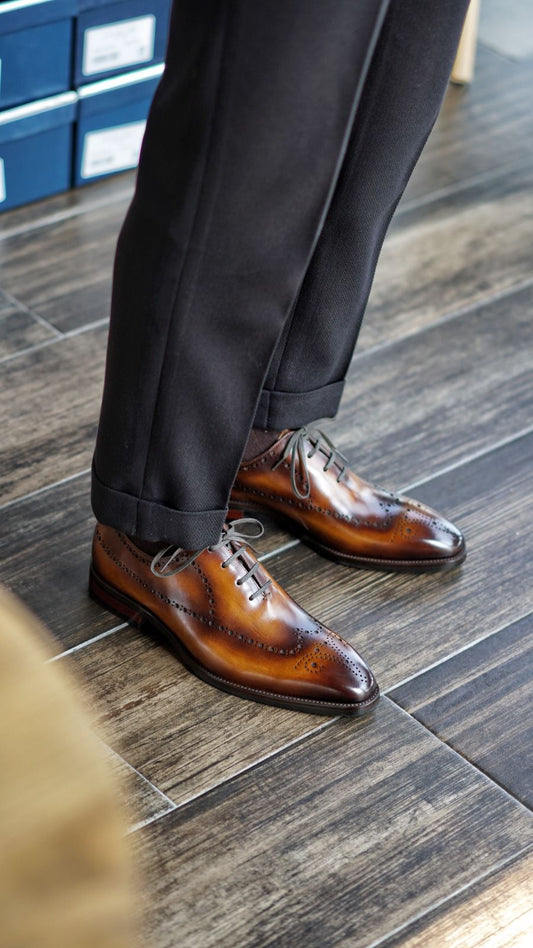 Brown Patina Wholecut Brogue Oxfords | Hides&Cult