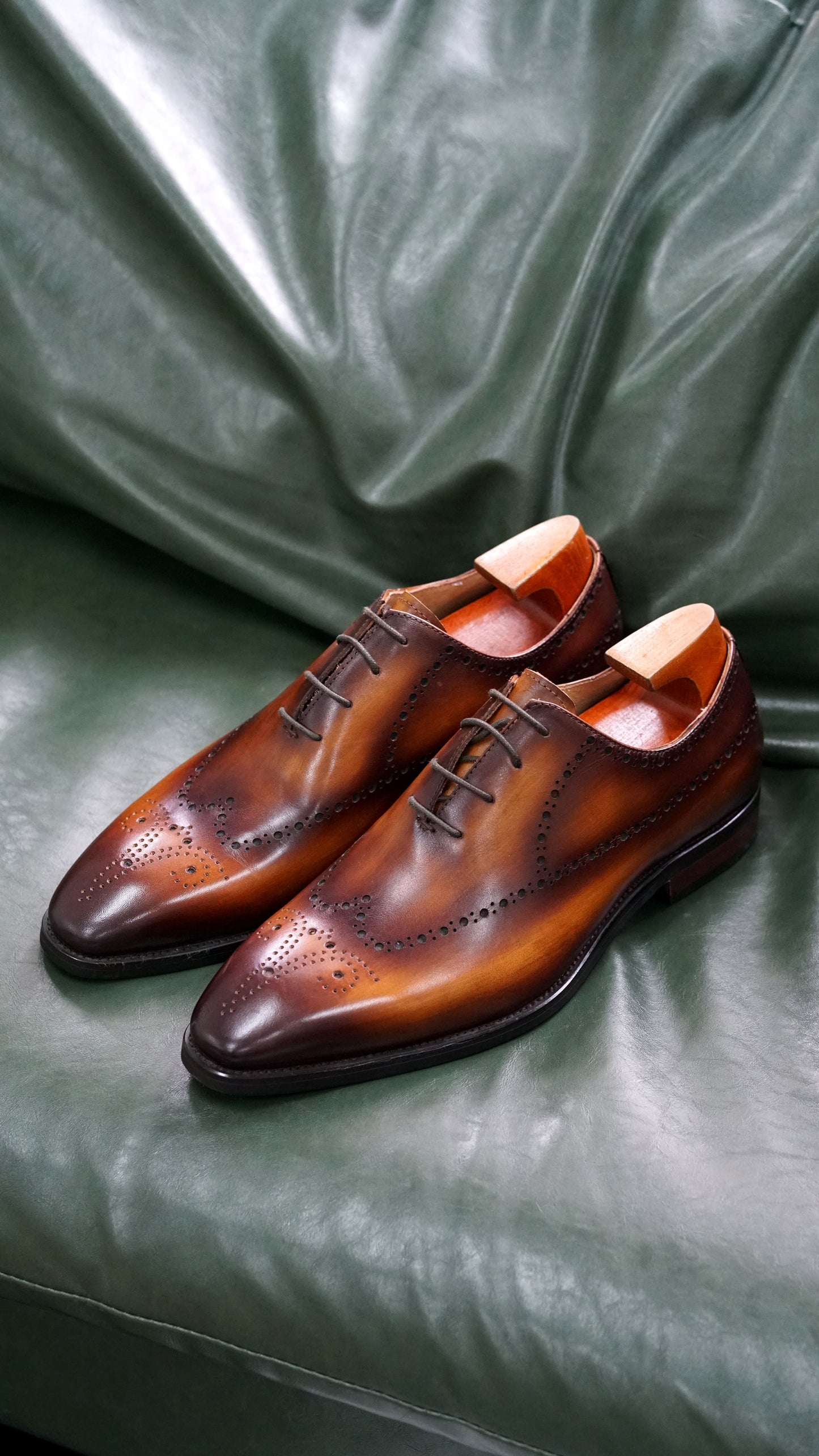 Brown Patina Wholecut Brogue Oxfords | Hides&Cult