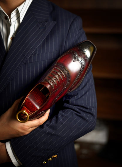 Burgundy Classic Wingtip Oxford Brogue Shoes | Hides&Cult