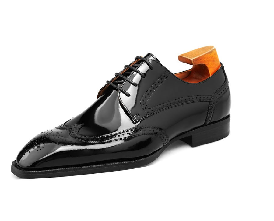 Black Patent Lace Up Brogue Shoes | Hides&Cult
