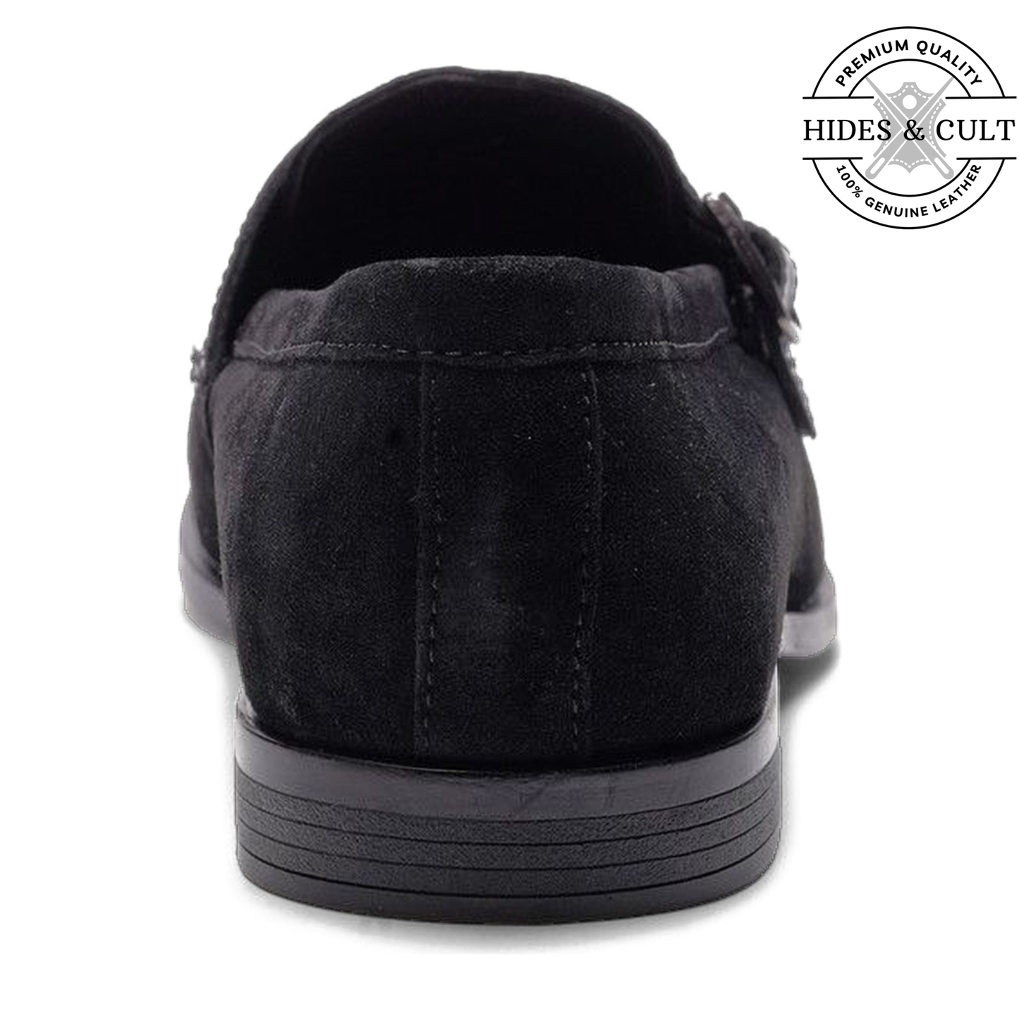 Black Suede - Black Croc Double Monk Strap SlipOn Loafers | Hides&Cult