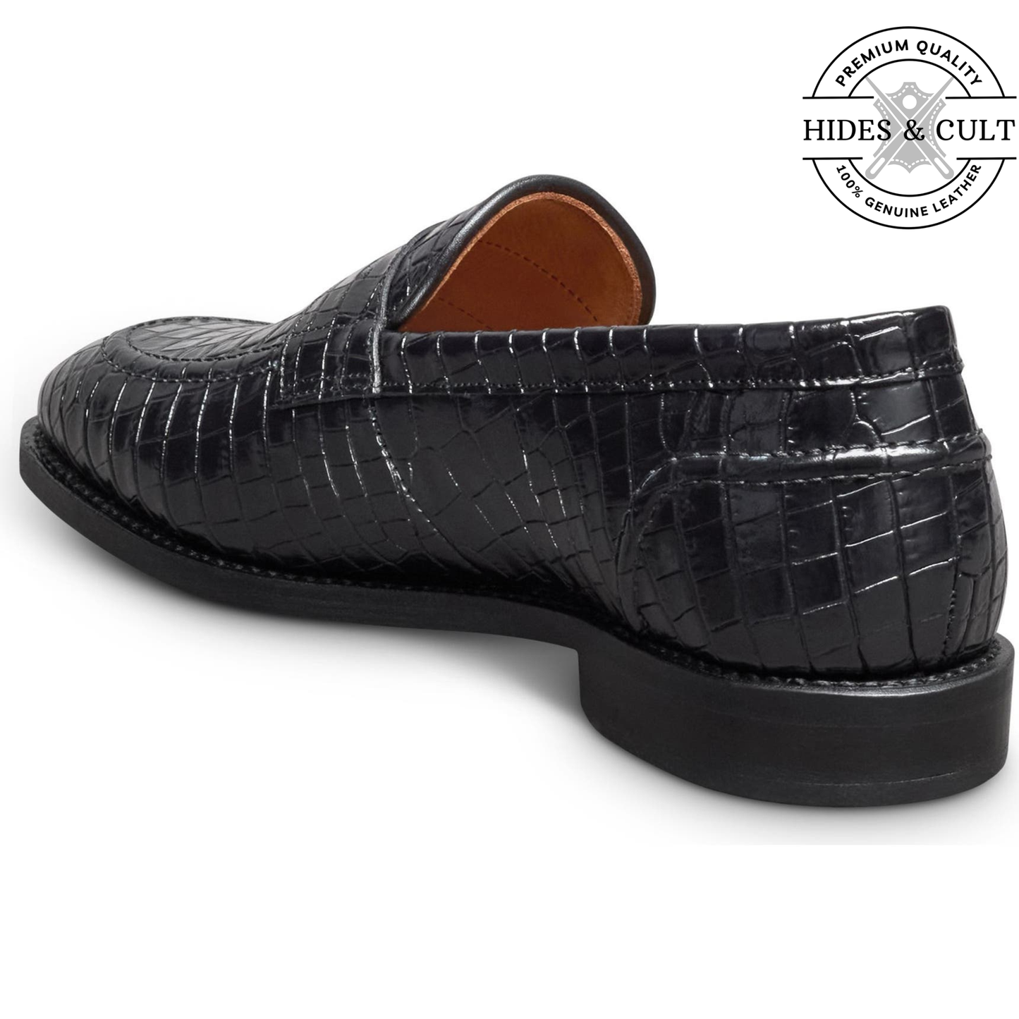 El Classico Black Croc Leather Moccasin | Hides&Cult