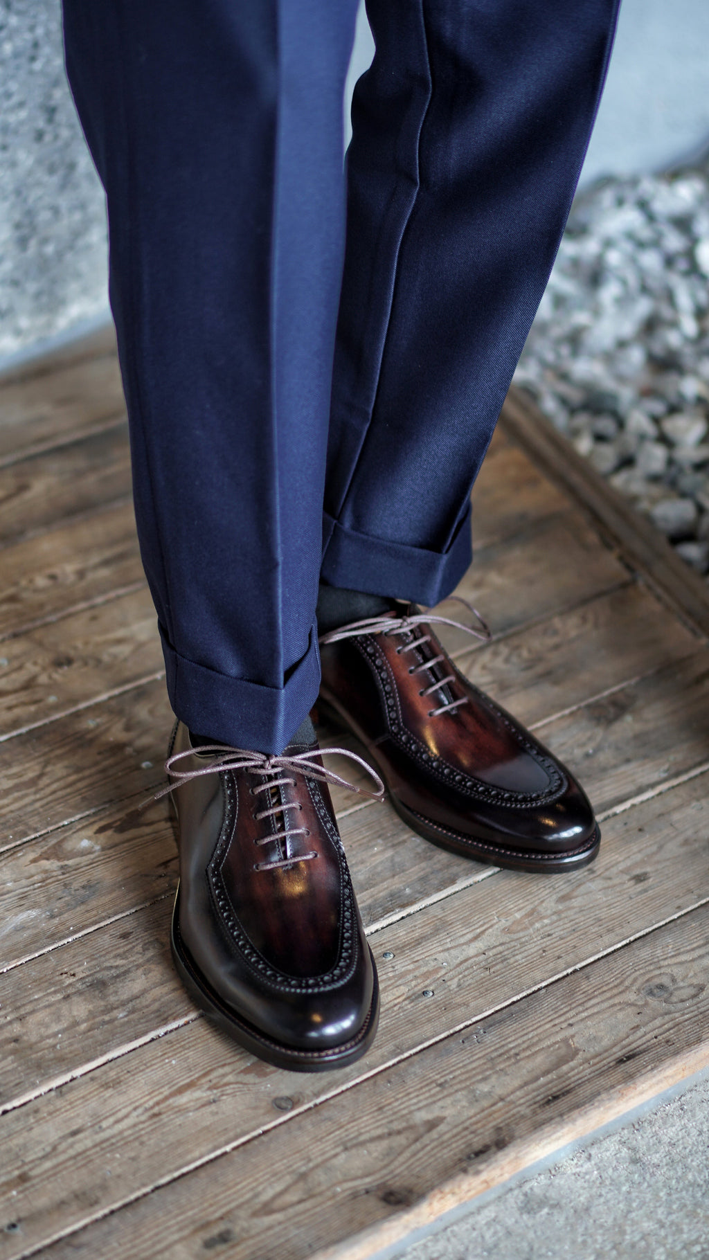 Brown Patina Finish Oxford Brogue Shoes | Hides&Cult