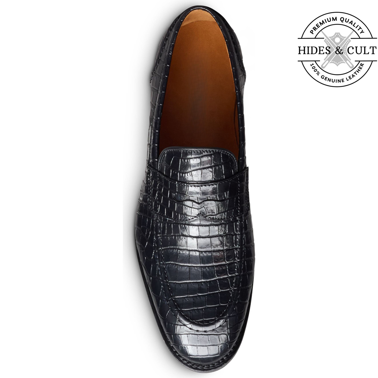 El Classico Black Croc Leather Moccasin | Hides&Cult