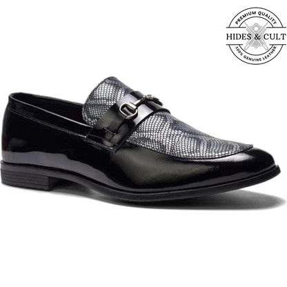 Black Patent - Anaconda Leather Moccasin Loafers | Hides&Cult