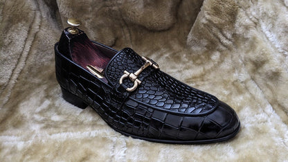 Croco Slip On Horse-bit Loafers | Hides&Cult