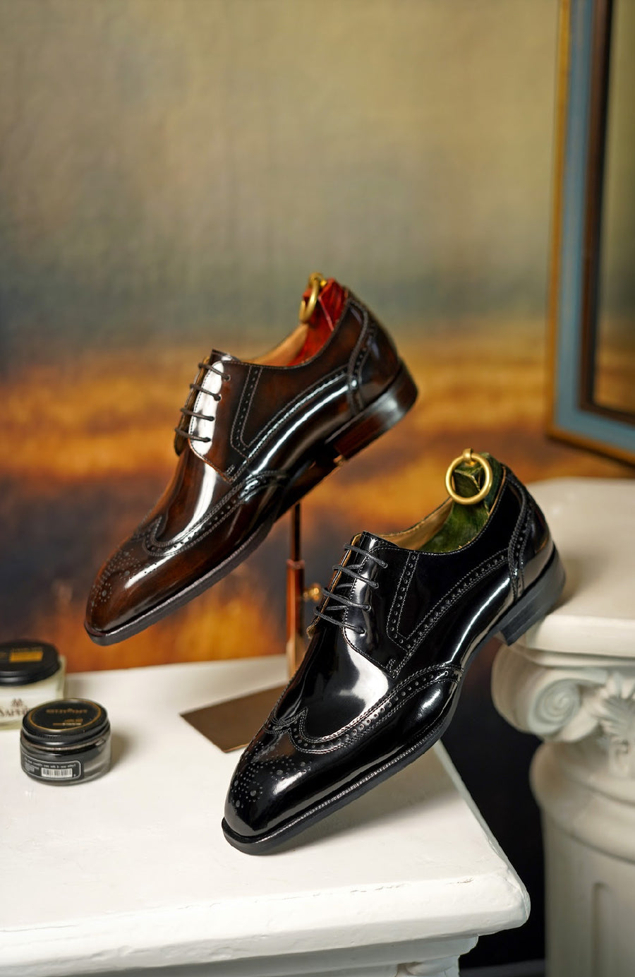 Black Patent Lace Up Brogue Shoes | Hides&Cult