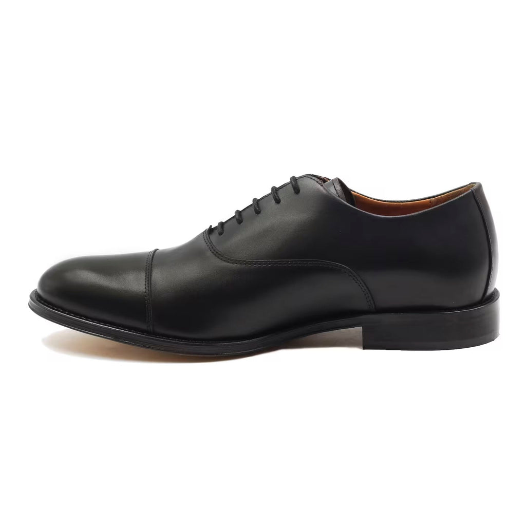 Solid Black Oxford Brogue Leather Shoes | Hides&Cult