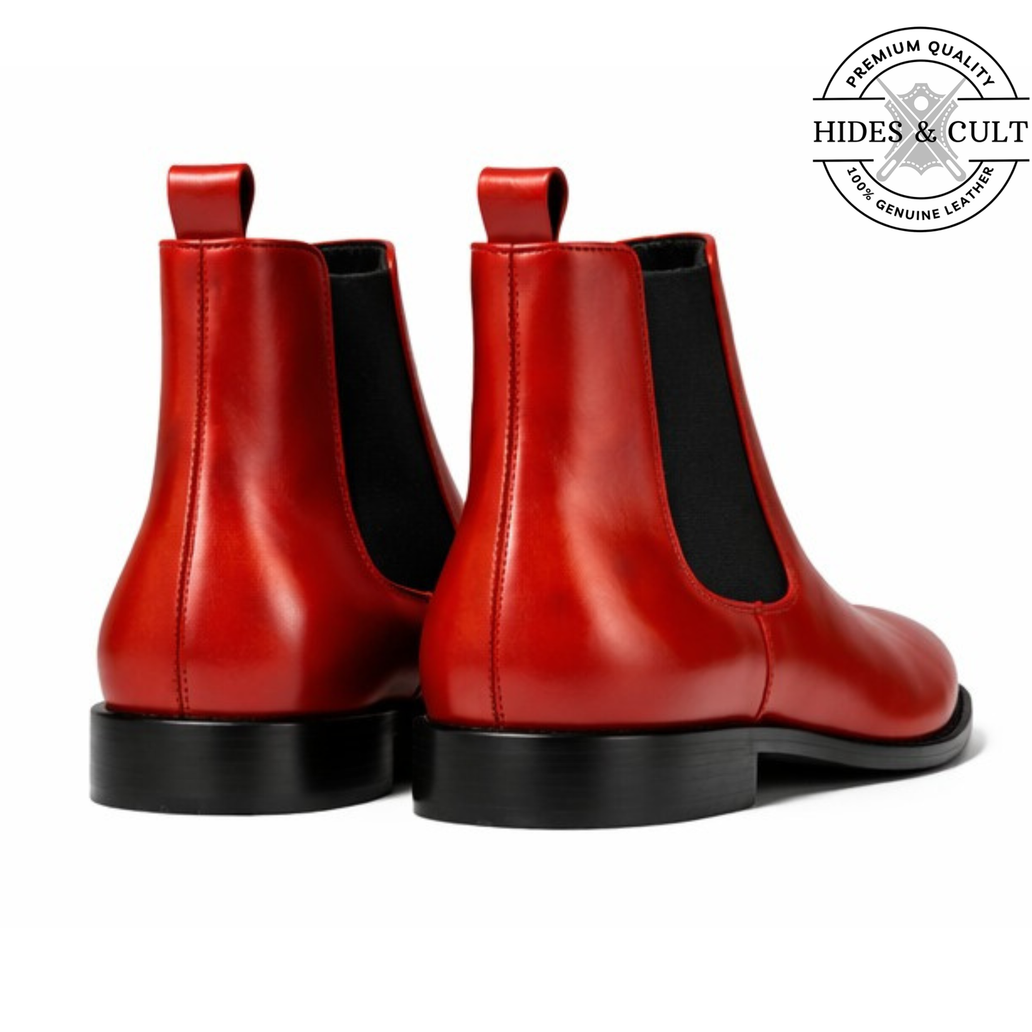 Red Leather Party-wear Chelsea Boots | Hides&Cult