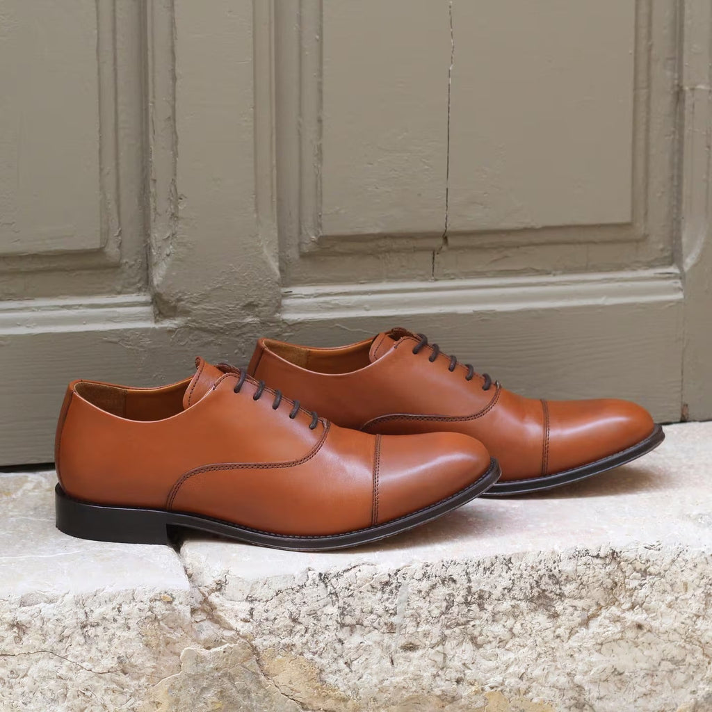Cognac Brown Oxford Brogue Leather Shoes | Hides&Cult
