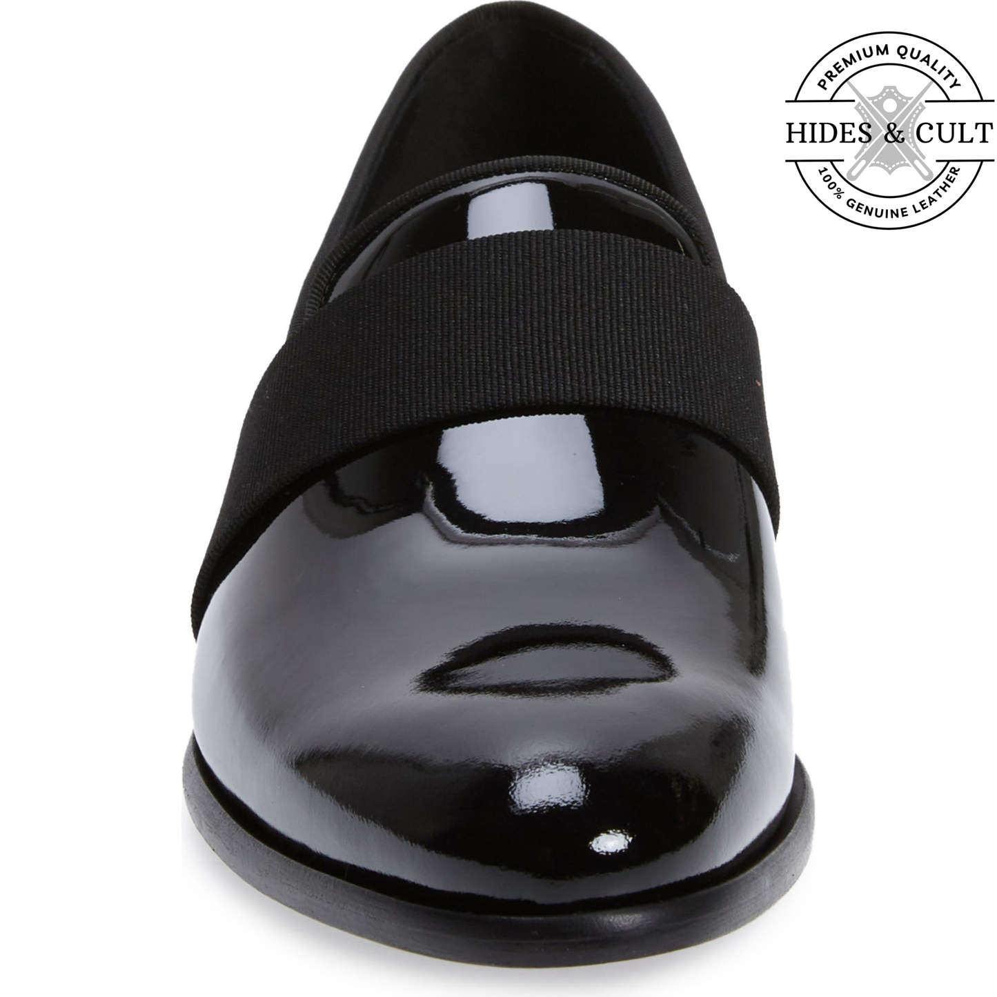 Black Patent Striped Leather SlipOn Loafers | Hides&Cult