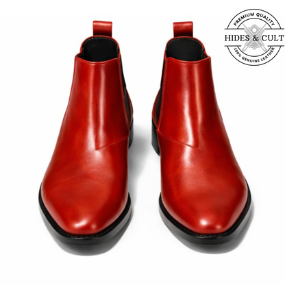 Red Leather Party-wear Chelsea Boots | Hides&Cult