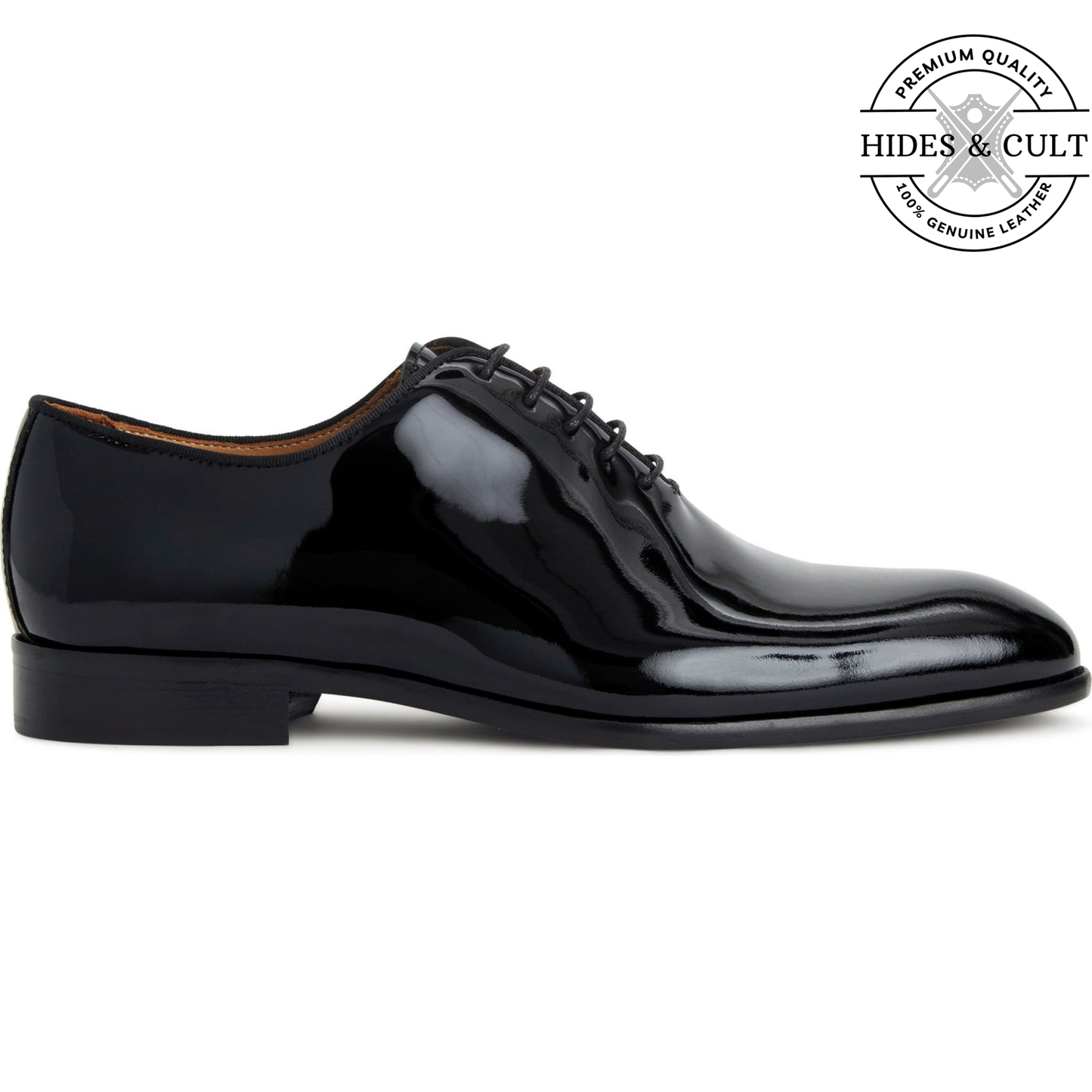 Black Patent Wholecut Leather Shoes - Square Toe | Hides&Cult