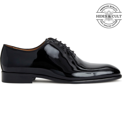Black Patent Wholecut Leather Shoes - Square Toe | Hides&Cult