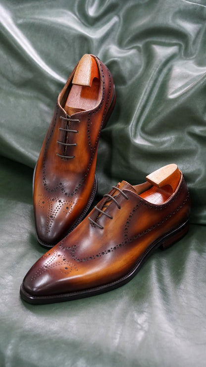 Hand Painted Patina Luxury Italian Brogue Shoes | Hides&Cult