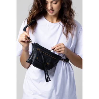 Black Lightweight Buttery Soft Leather Mini Phone Bag