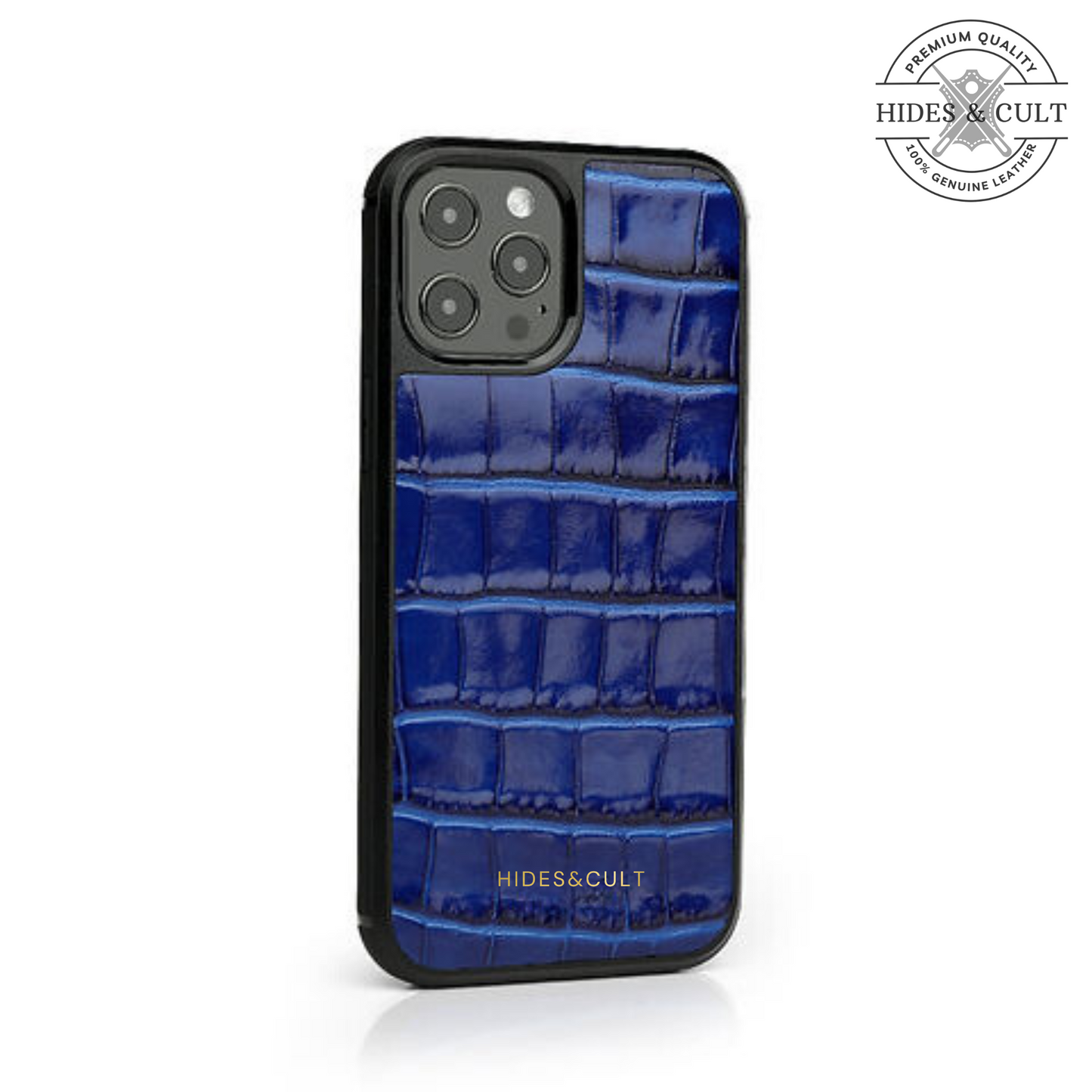 Luxury Glossy Green - Blue Patent Croc Shockproof Genuine Leather Iphone Case