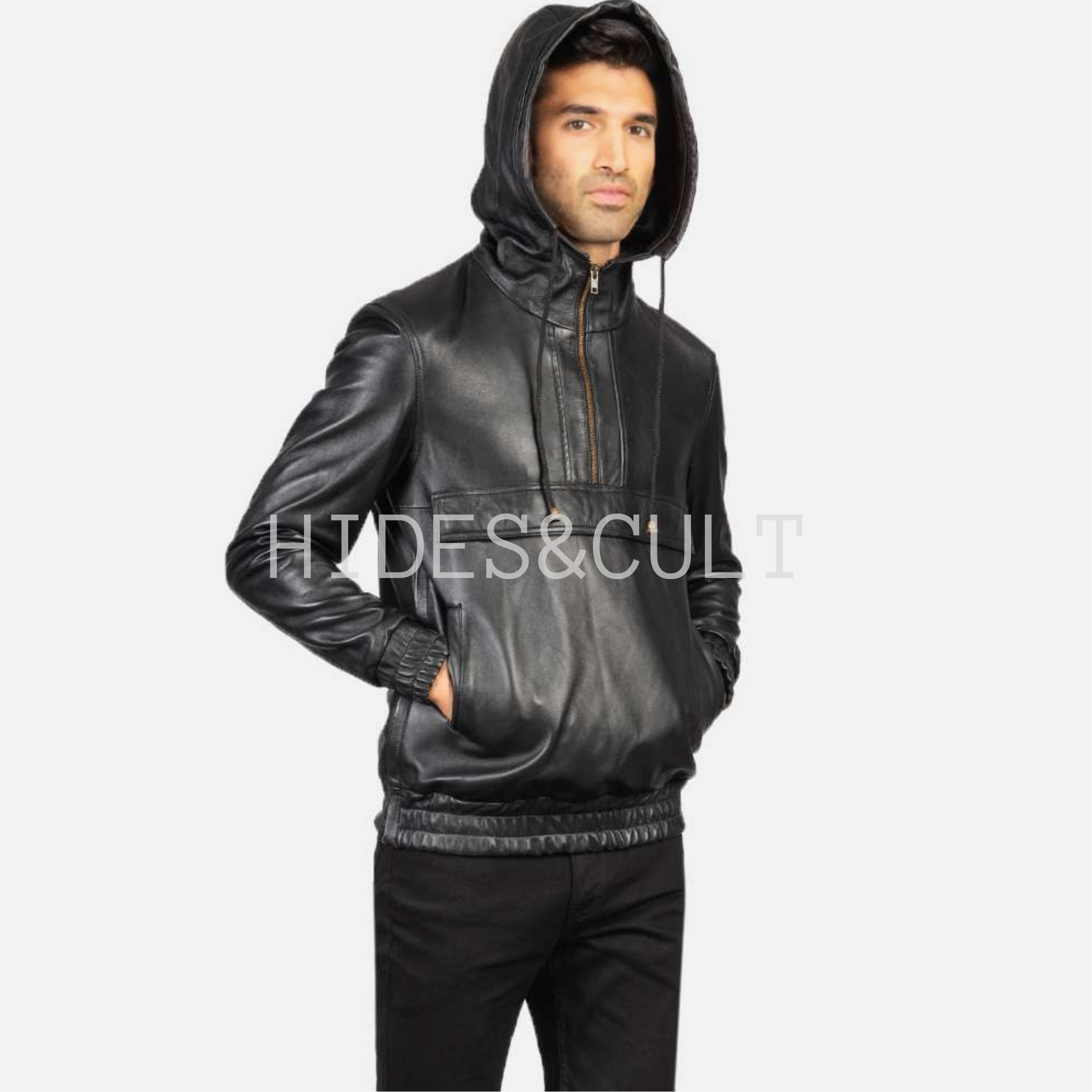 Men's Black Genuine Leather Hoodie Jacket – Hides & Cult Men's Black Genuine Leather Hoodie Jacket – Hides & Cult