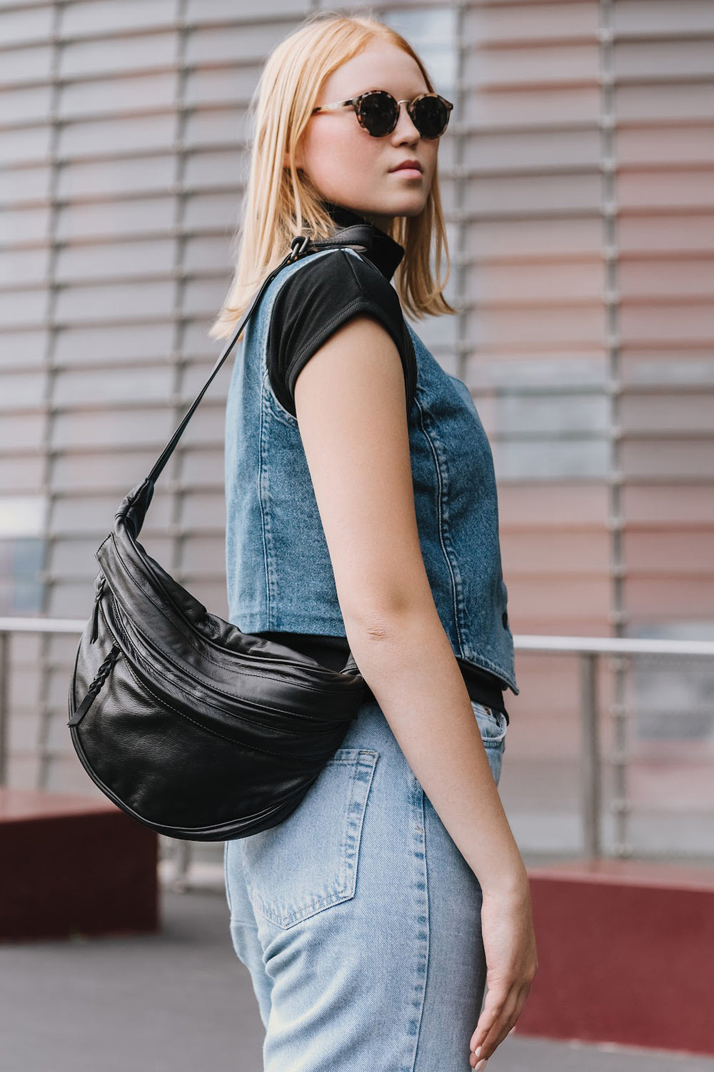 Black Lightweight Buttery Soft Leather Cross body Side purse