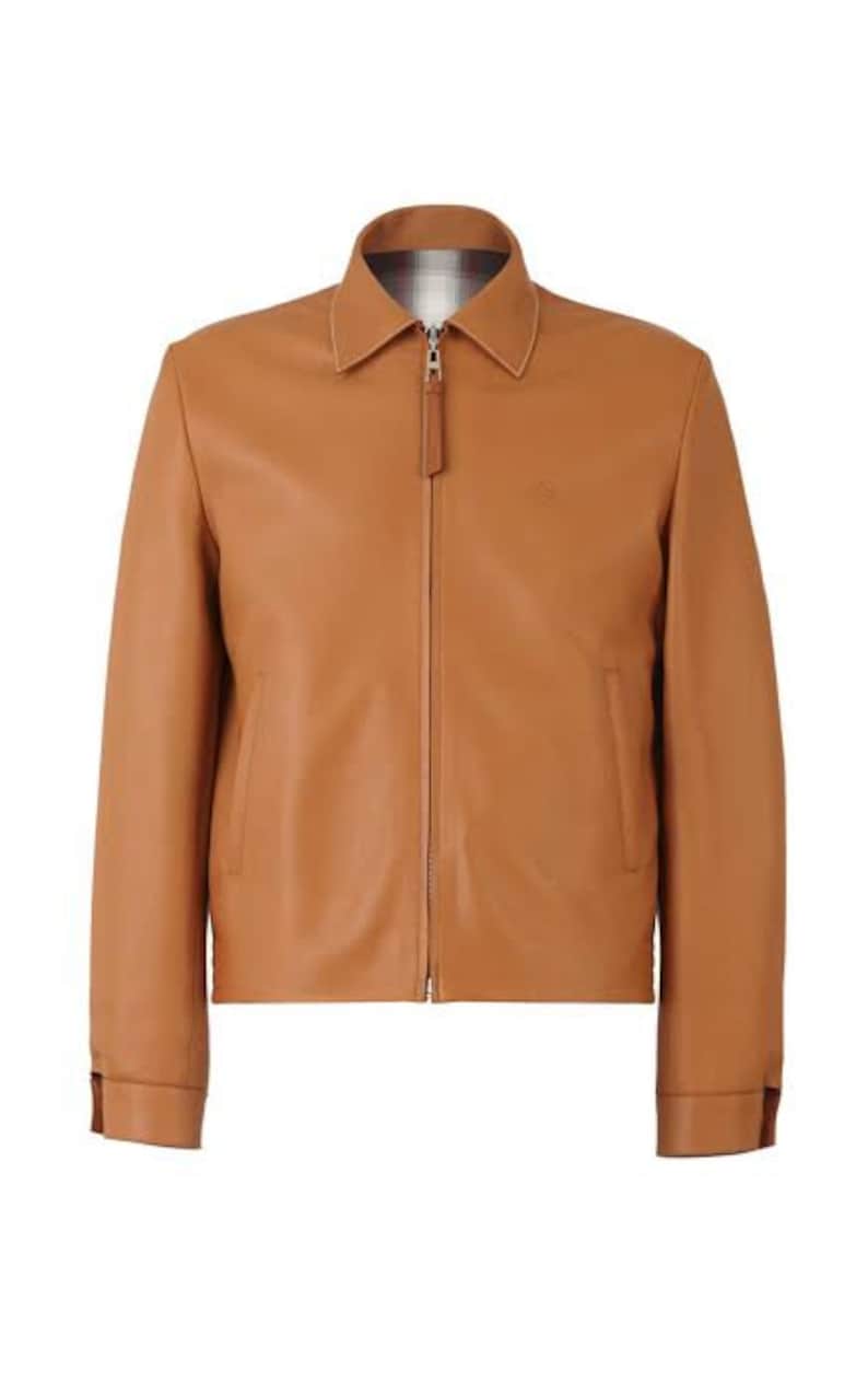 Tom Holland "Spider Man - No Way Home" Tan Brown Solid Casual Tailored Leather Jacket with Man Style Collar