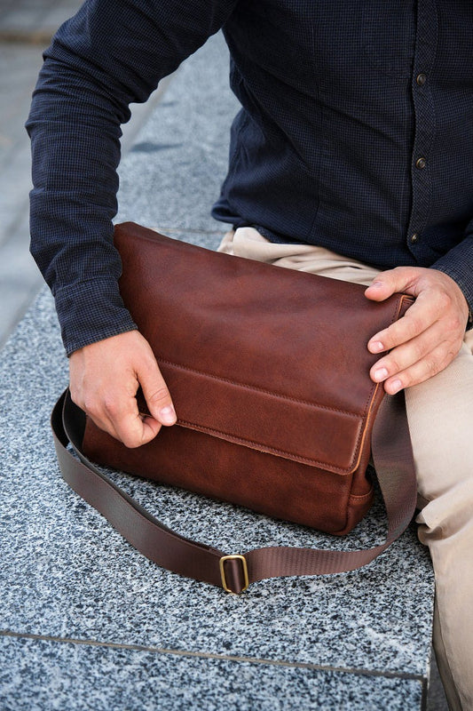 Leather Laptop Bag In Brown Colour