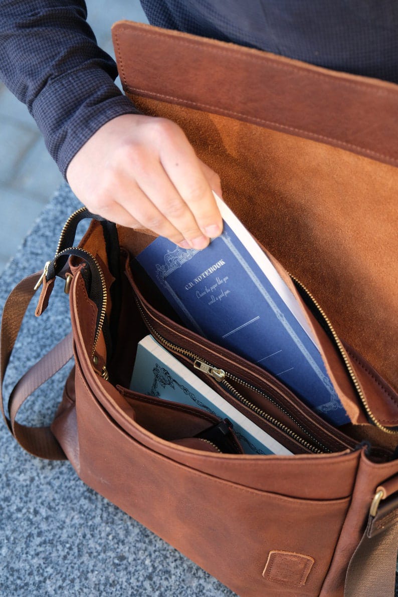 Leather Laptop Bag In Brown Colour