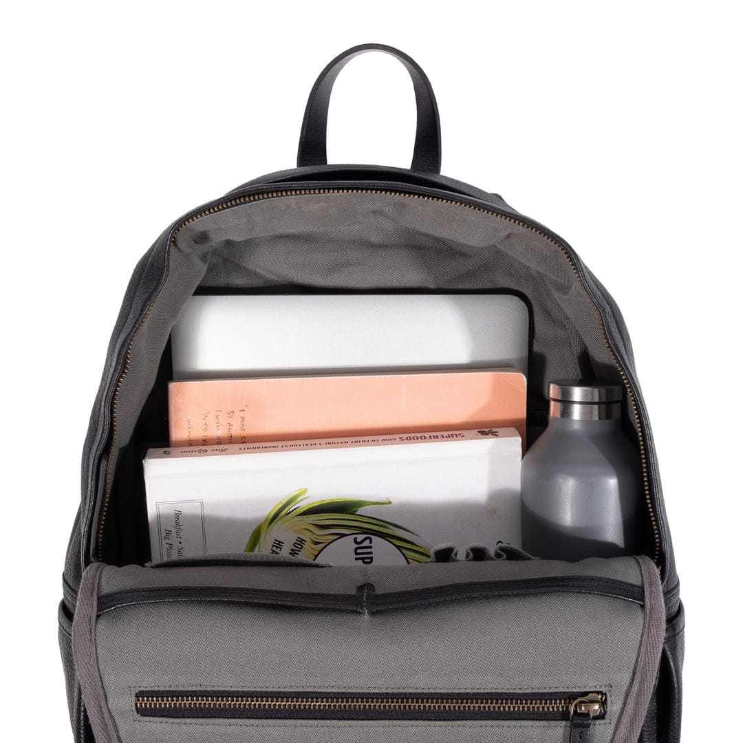 Travel Leather Backpack Black