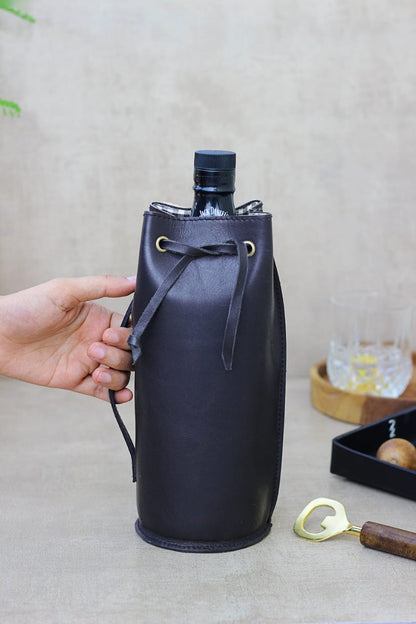 Luxury Leather Bottle Case with Coasters