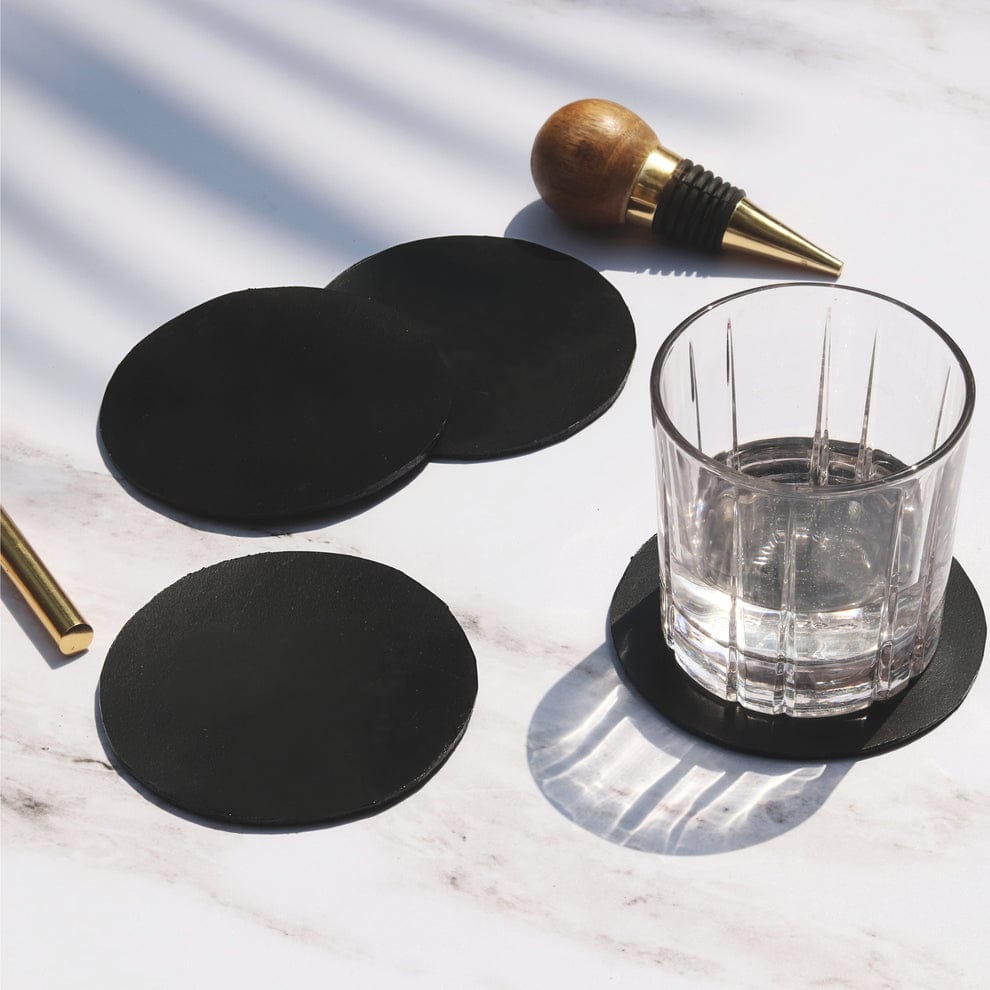 Luxury Leather Bottle Case with Coasters