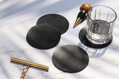 Luxury Leather Bottle Case with Coasters