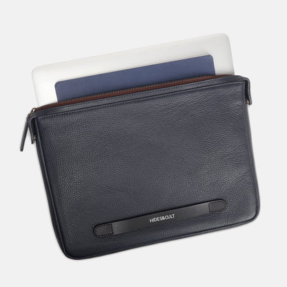 Full Grain Leather Laptop Sleeve Midnight Blue