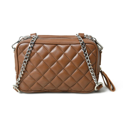 Womens Mini Diamond Quilted Crossbody Sling bag in Sable Brown