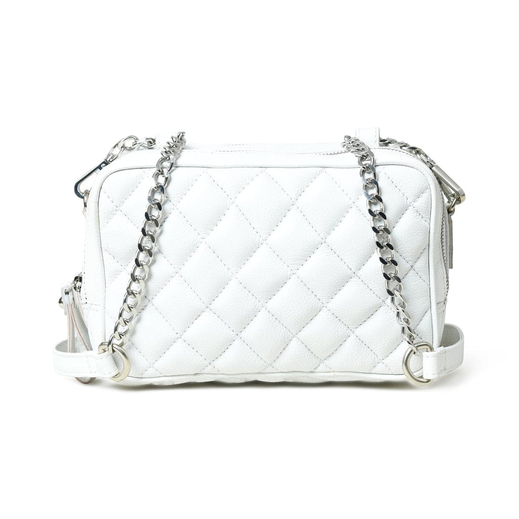 Womens Mini Diamond Quilted Crossbody Sling bag in White