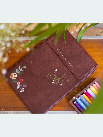 Leather Hand Embroidered Laptop Sleeve  (15"/16")