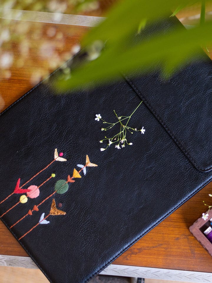 Leather Hand Embroidered Laptop Sleeve  (15"/16")