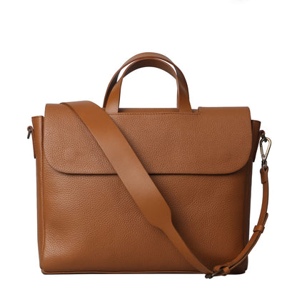 Genuine Leather Messenger Bag In Tan Color