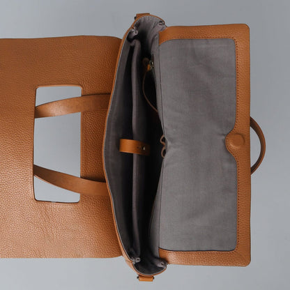 Genuine Leather Messenger Bag In Tan Color