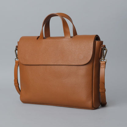 Genuine Leather Messenger Bag In Tan Color