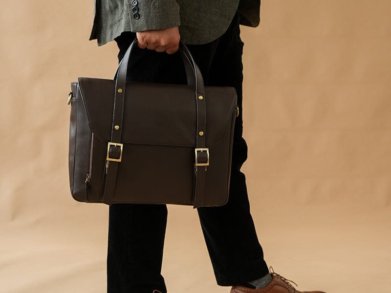 Mens Leather Messenger Bag in Brown Color