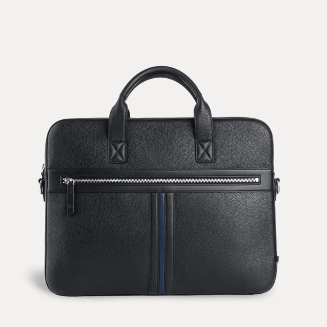 Full Grain Genuine Leather Laptop Bag Black