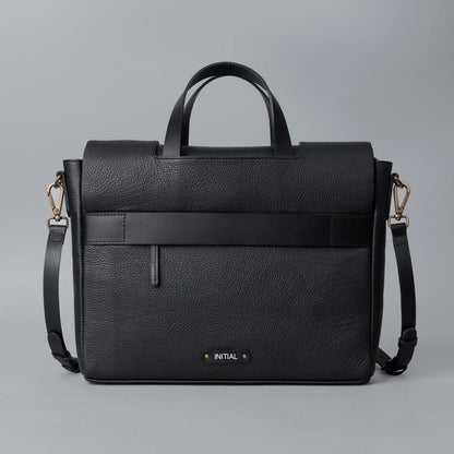 Genuine Leather Messenger Bag In Black Color