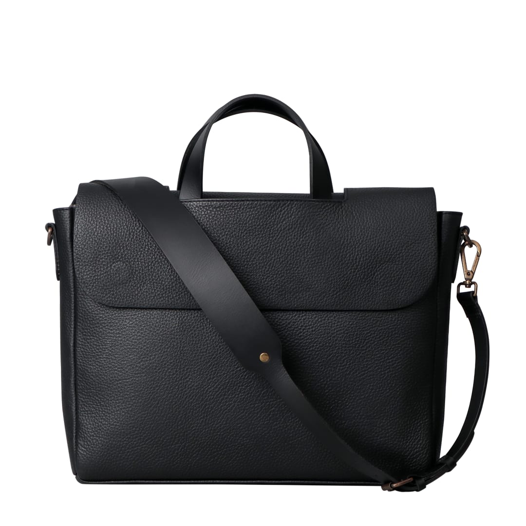 Genuine Leather Messenger Bag In Black Color