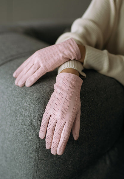 Pink Handmade Leather Gloves for Woman