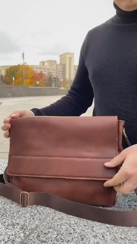 Leather Laptop Bag In Brown Colour